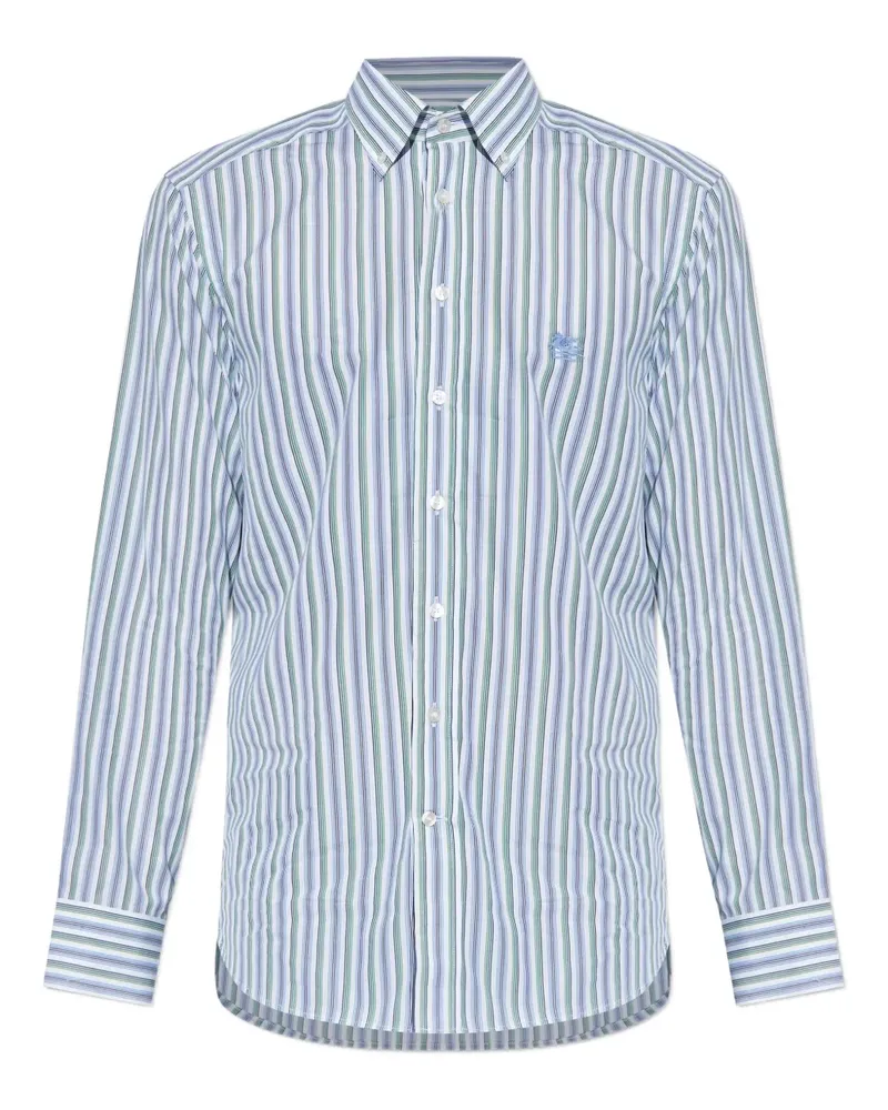 Etro Gestreiftes Hemd mit Stickerei - Blau Blau