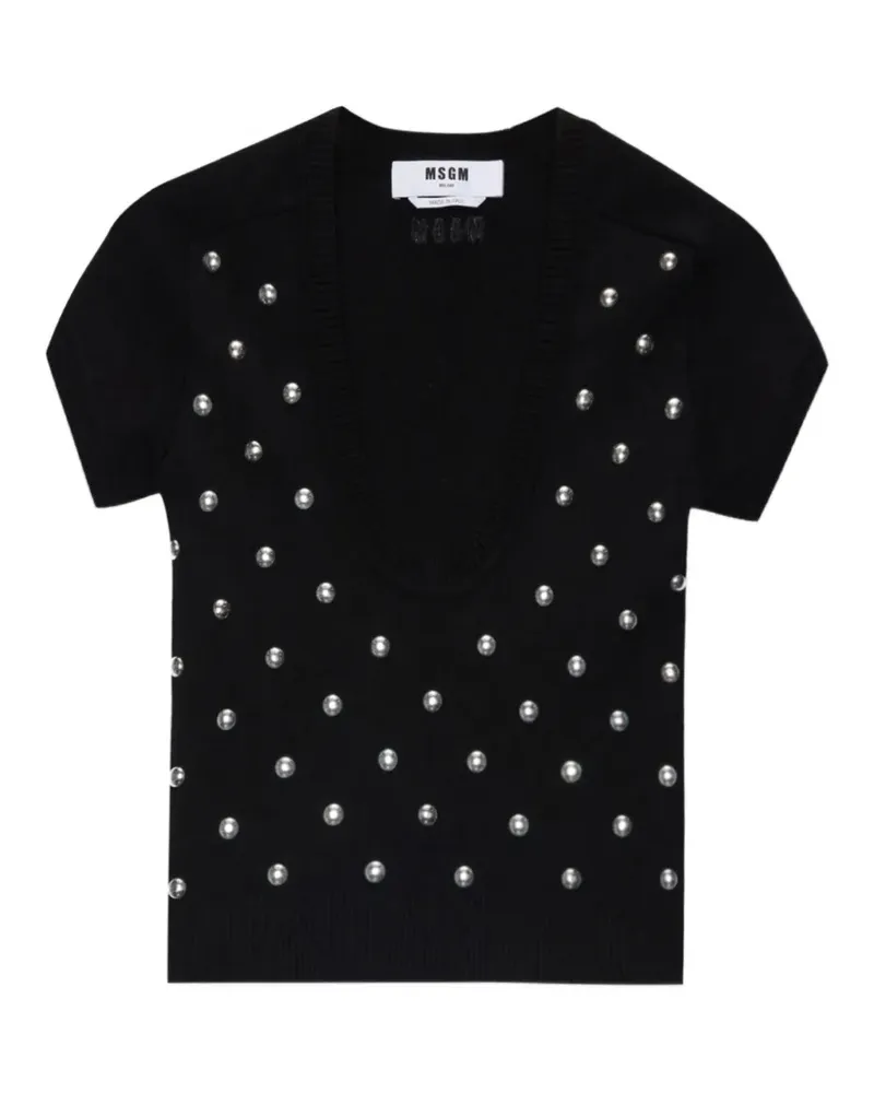 MSGM T-Shirt mit Nieten - Schwarz Schwarz