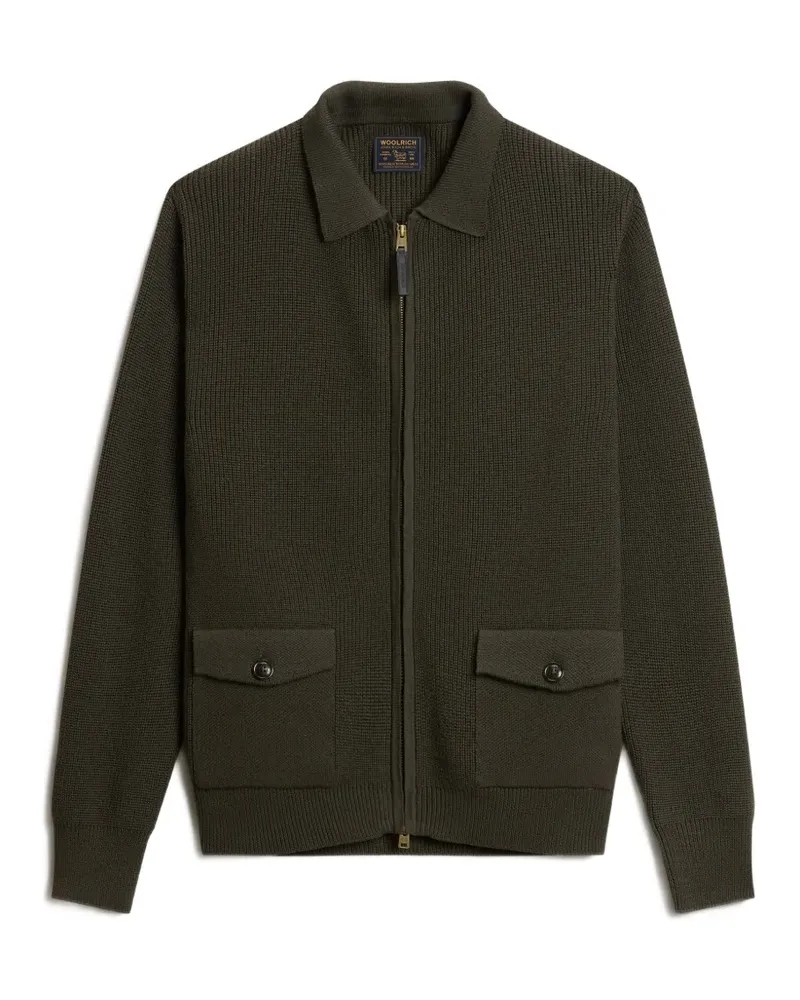 Woolrich Gerippter Cardigan mit Reißverschluss - Grün Grün
