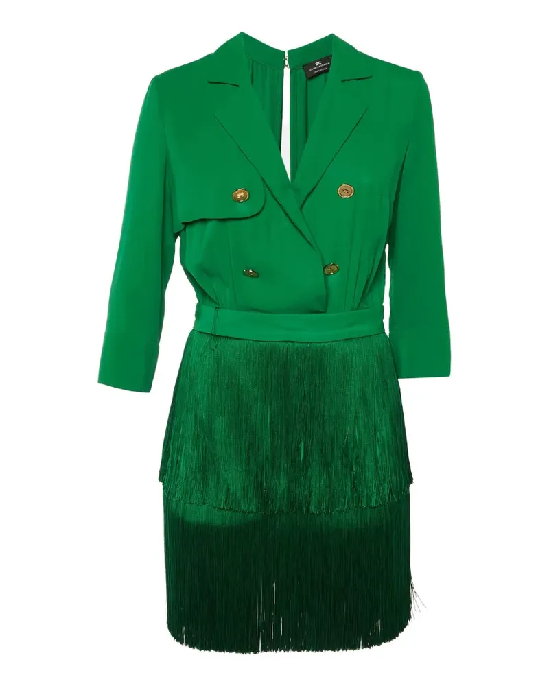 Elisabetta Franchi Doppelreihiges Minikleid mit Fransen - Grün Grün