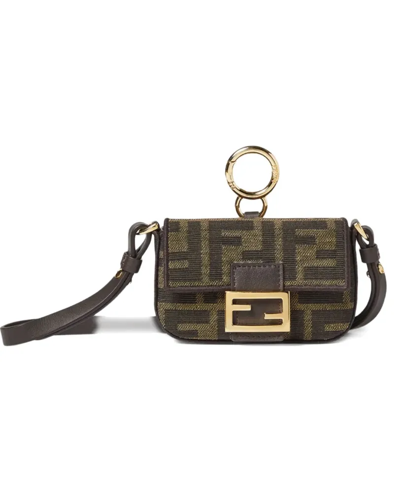 Fendi Nano Baguette Schultertasche mit FF-Jacquard - Braun Braun