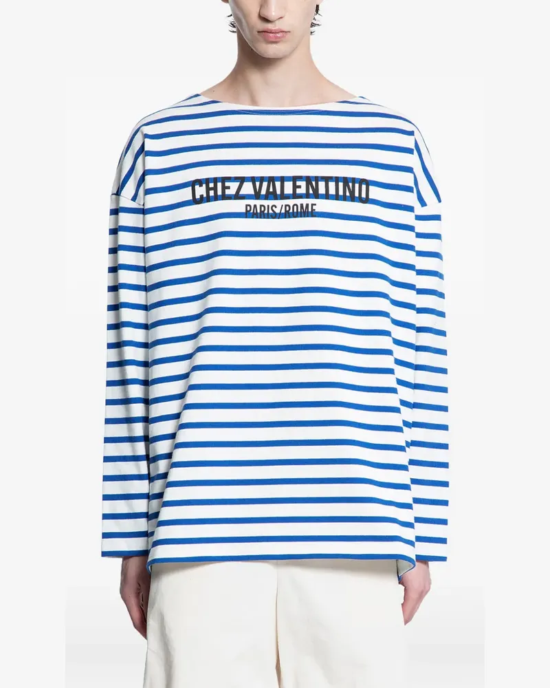 Valentino Garavani striped-pattern long-sleeve T-shirt - Weiß Weiß