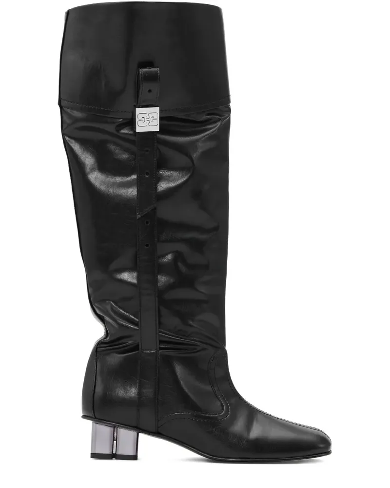 Ganni Kniehohe Stiefel mit lockerem Schnitt - Schwarz Schwarz