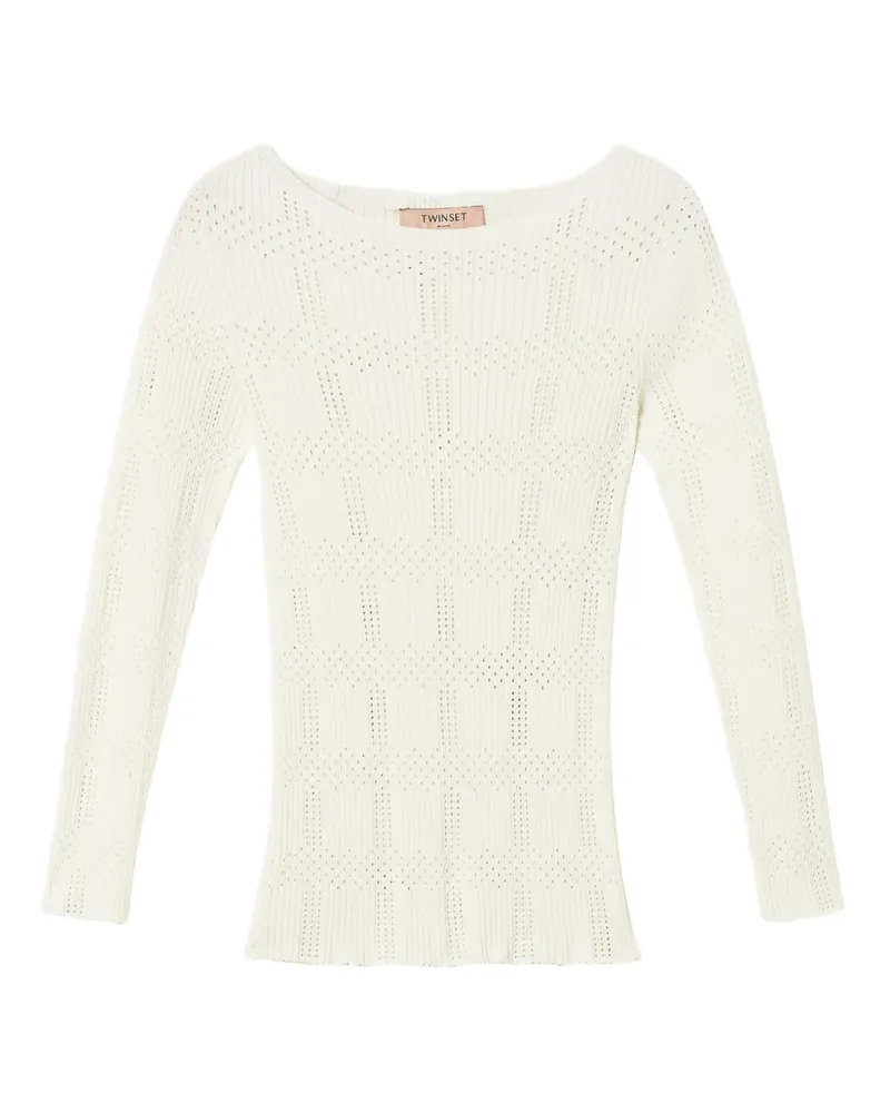 Twin-Set Geripptes Top - Weiß Weiß