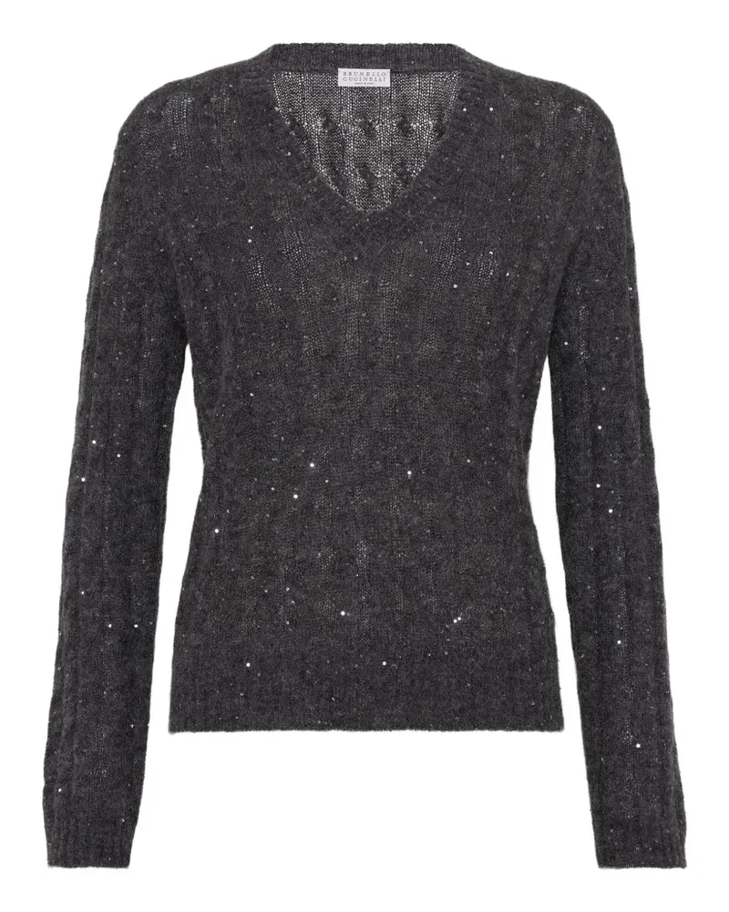 Brunello Cucinelli Pullover mit Zopfmuster - Grau Grau