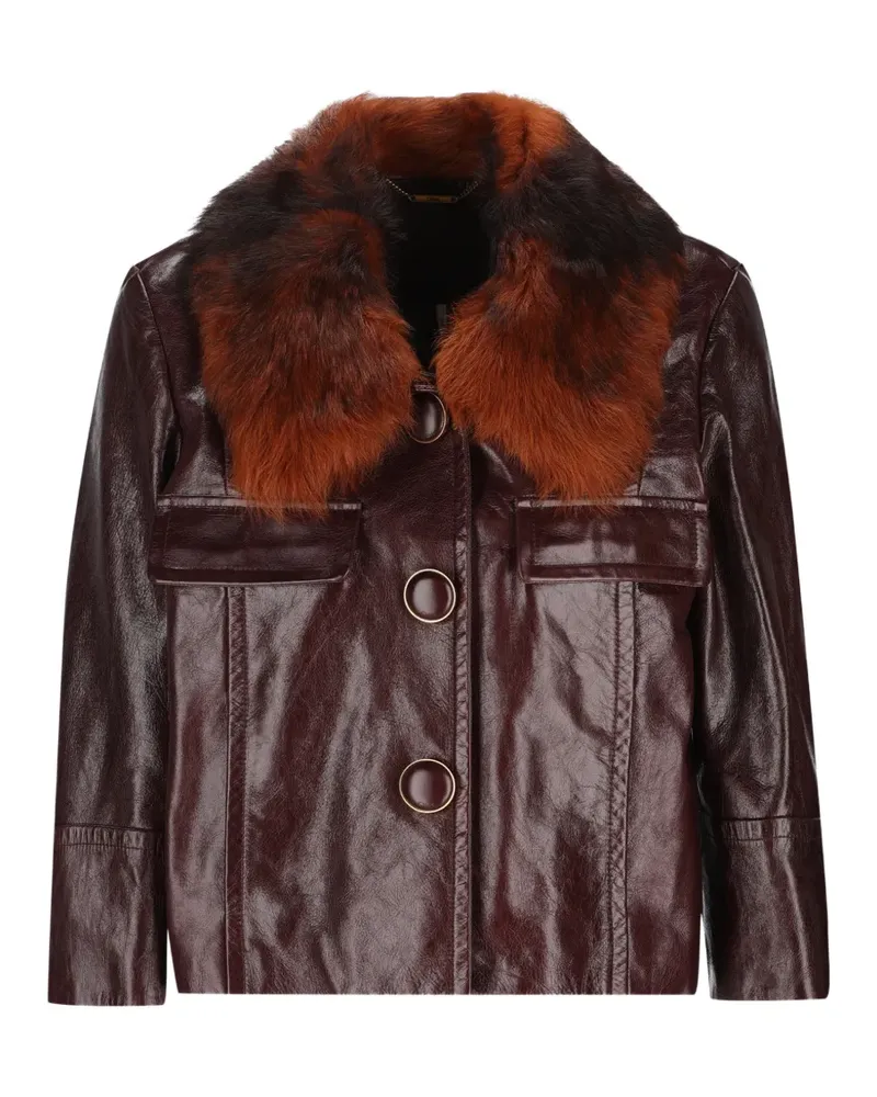 Chloé Lederjacke mit Shearling-Kragen - Violett Violett