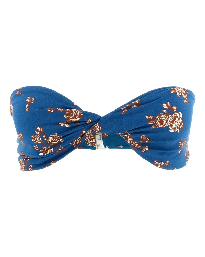 Magda Butrym floral-print twisted bikini top - Blau Blau