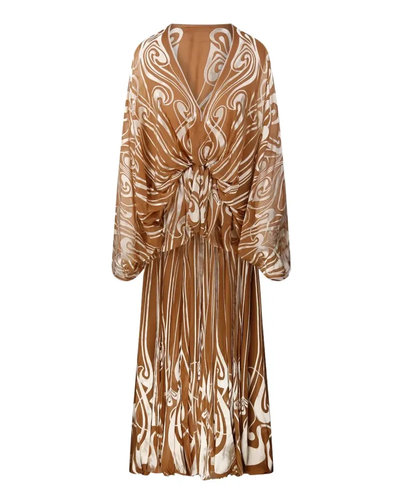 Zimmermann Momentum Burnout Bubble Gown pleated midi dress - Braun Braun