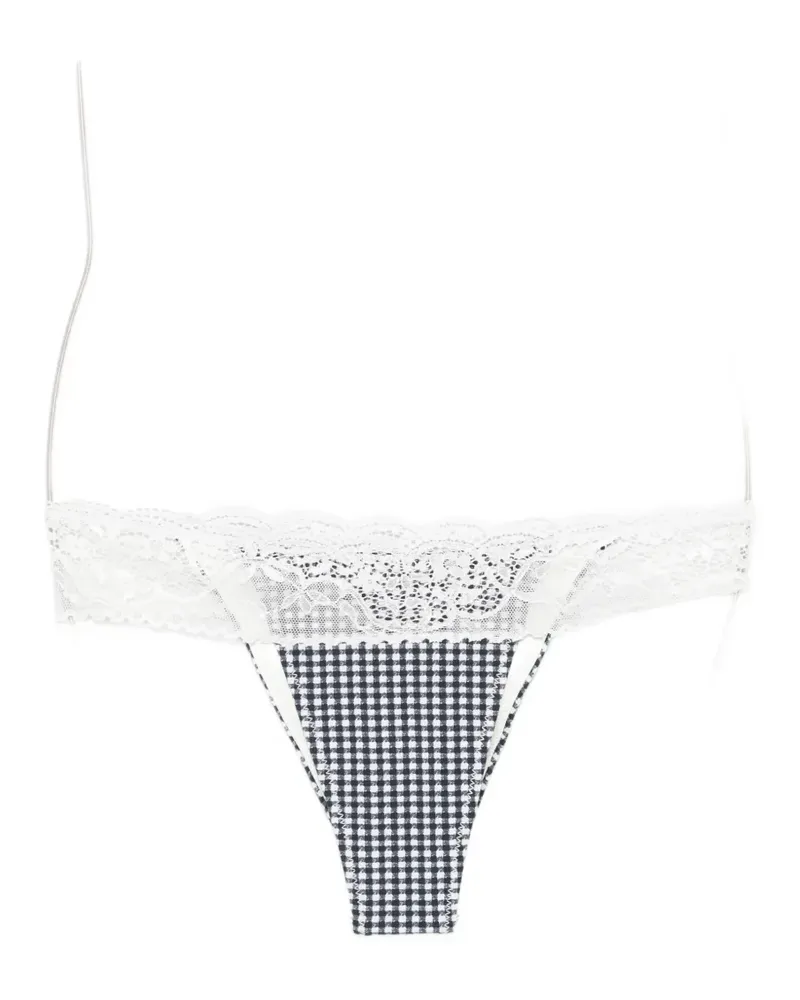 Frankies Bikinis Lea gingham lace-trim bikini bottoms - Schwarz Schwarz