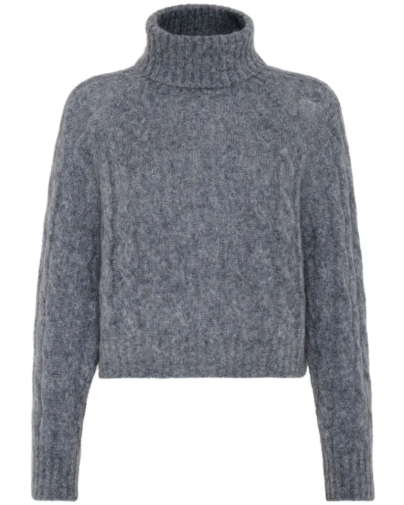Brunello Cucinelli Rollkragenpullover mit Zopfmuster - Blau Blau