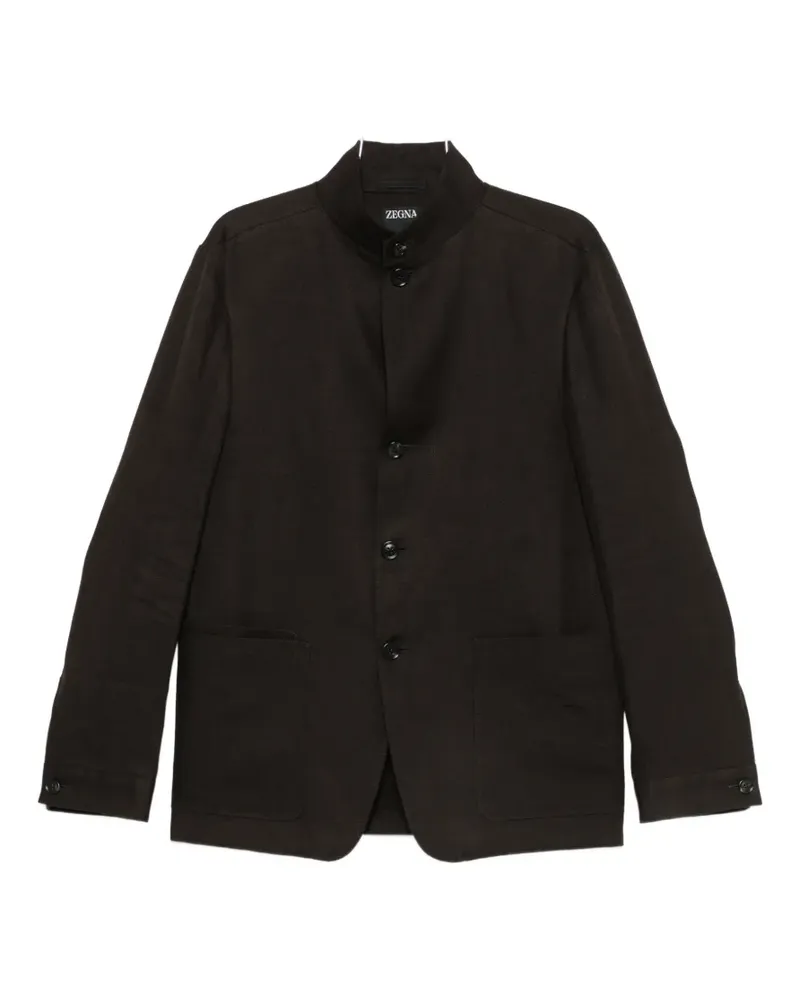 Ermenegildo Zegna mandarin-collar buttoned jacket - Braun Braun