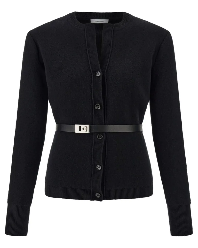 Ferragamo Cardigan mit Gürtel - Schwarz Schwarz