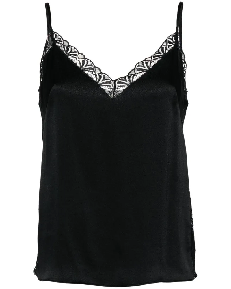Alberta Ferretti Satintop mit Spitze - Schwarz Schwarz