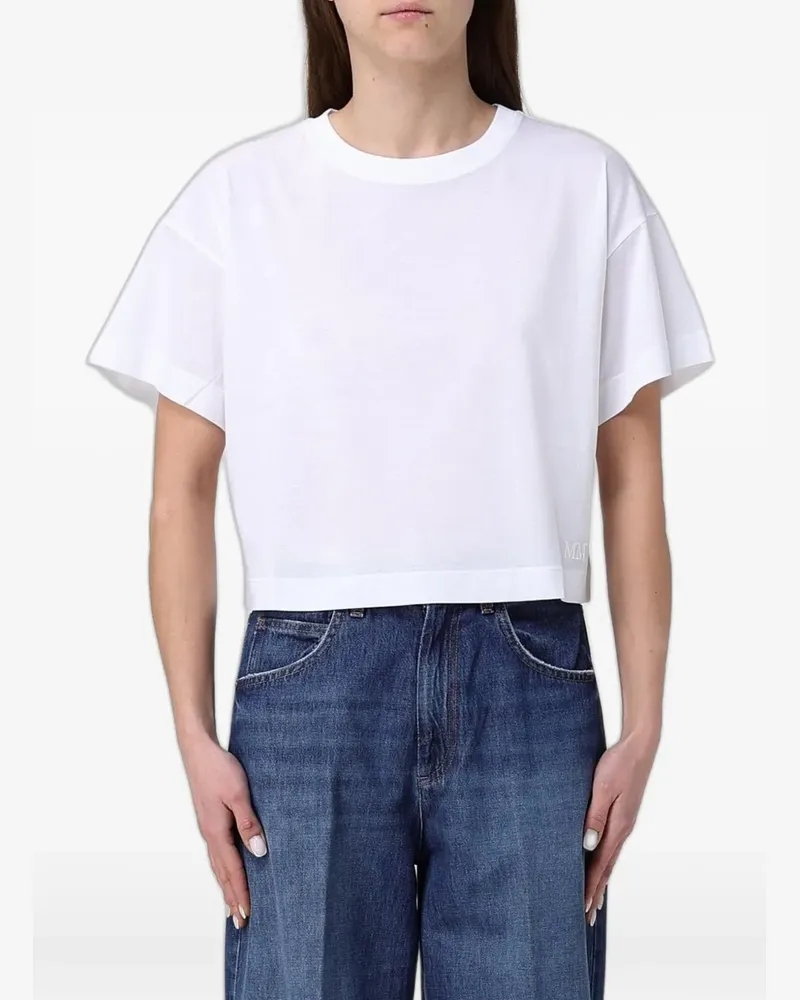 Max Mara logo-embroidered cropped T-shirt - Weiß Weiß