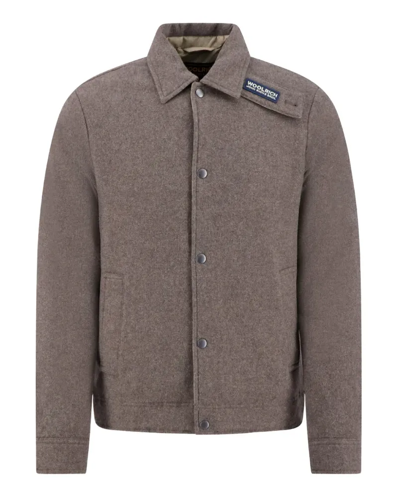 Woolrich logo-patch press-stud jacket - Braun Braun