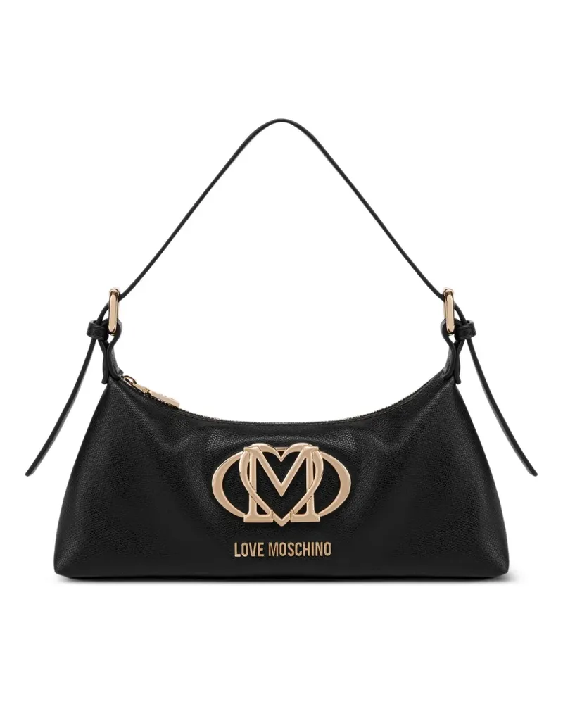 Moschino Schultertasche mit Logo-Schild - Schwarz Schwarz