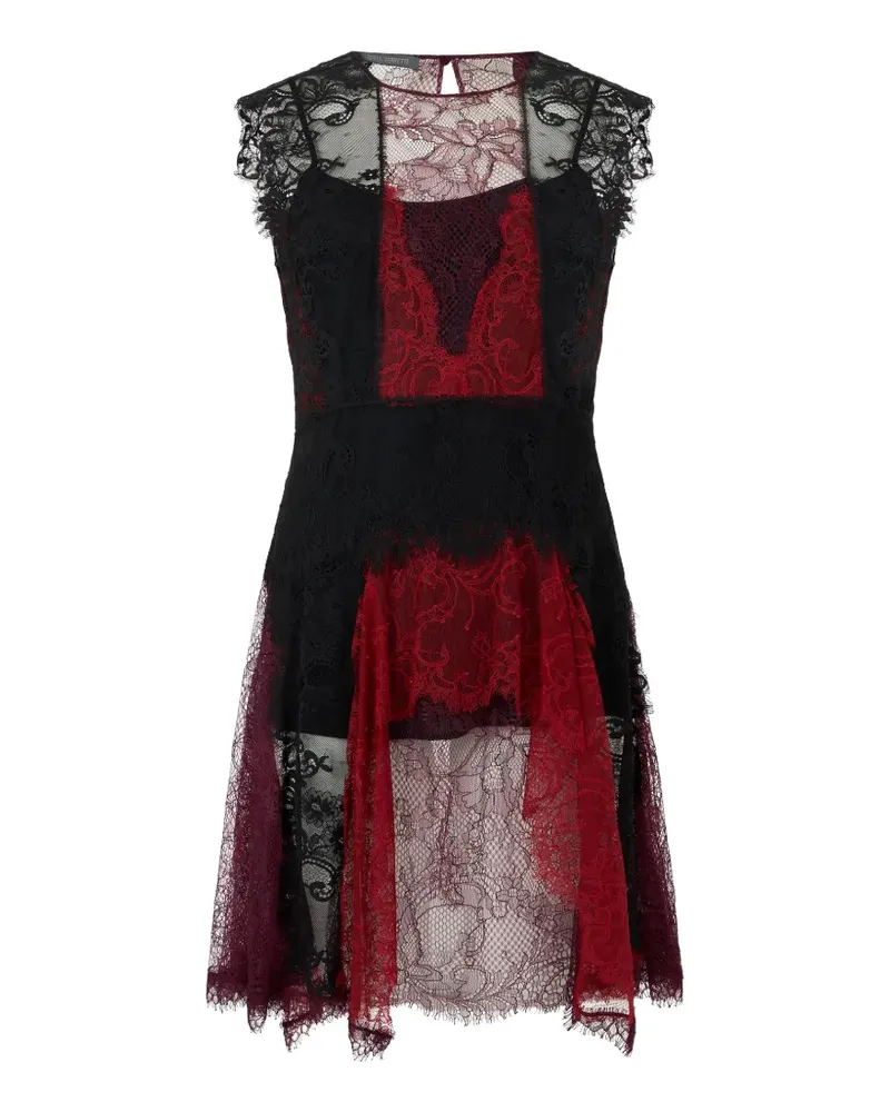 Alberta Ferretti Asymmetrisches Minikleid mit Spitzeneinsatz - Schwarz Schwarz