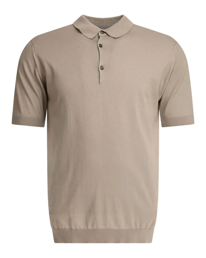 John Smedley buttoned short-sleeve polo shirt - Nude Nude