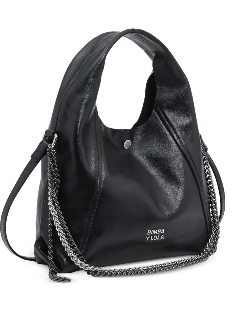 BIMBA Y LOLA Kleine Papiertasche mit Flechtdetail - Schwarz Schwarz