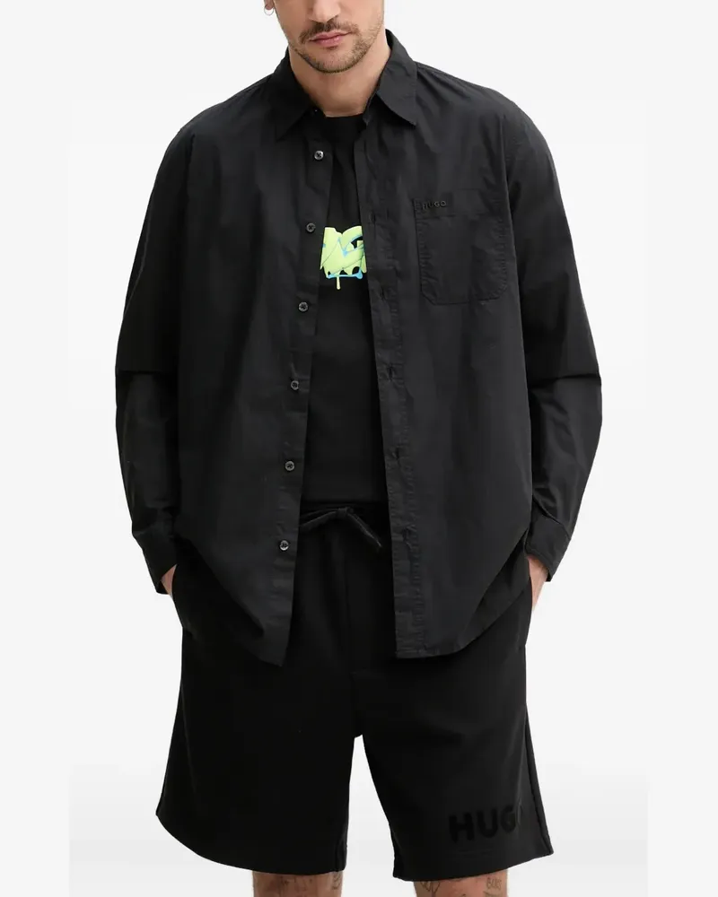HUGO BOSS Hemd mit Logo-Stickerei - Schwarz Schwarz