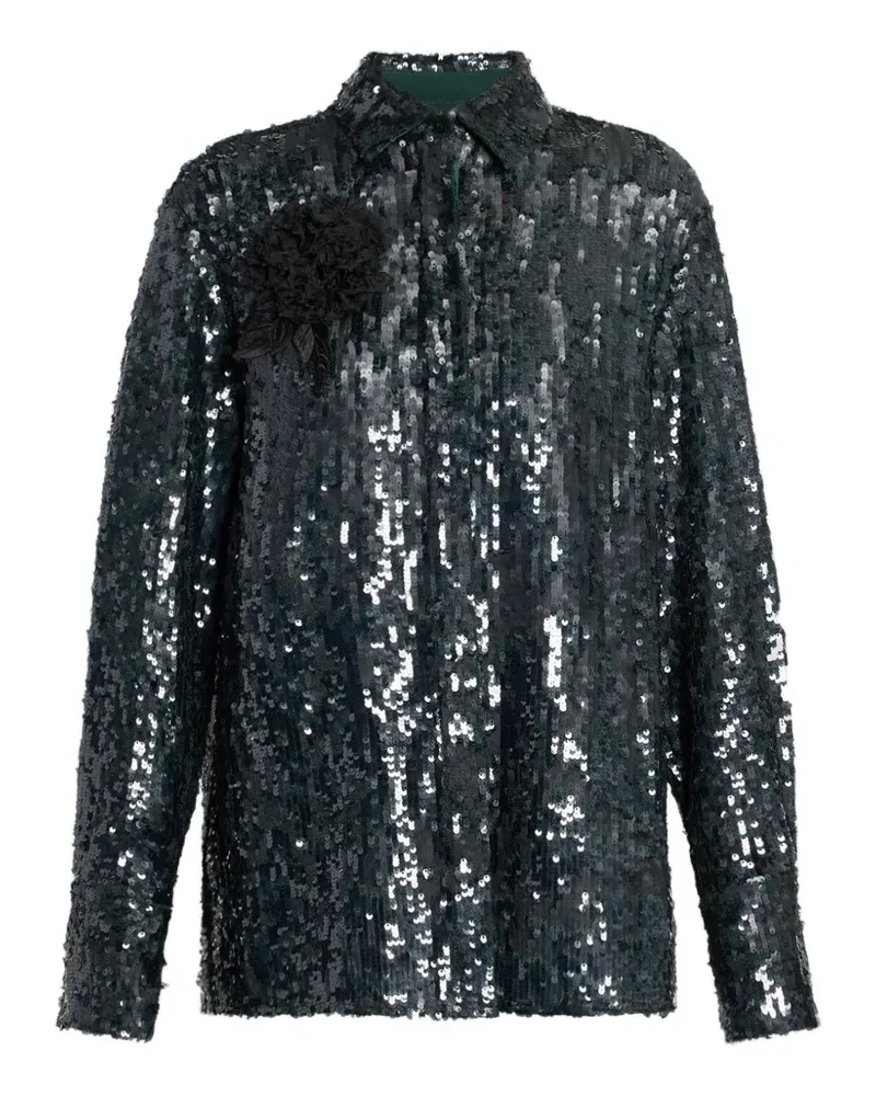 Erdem sequin-embellished floral-brooch shirt - Grün Grün