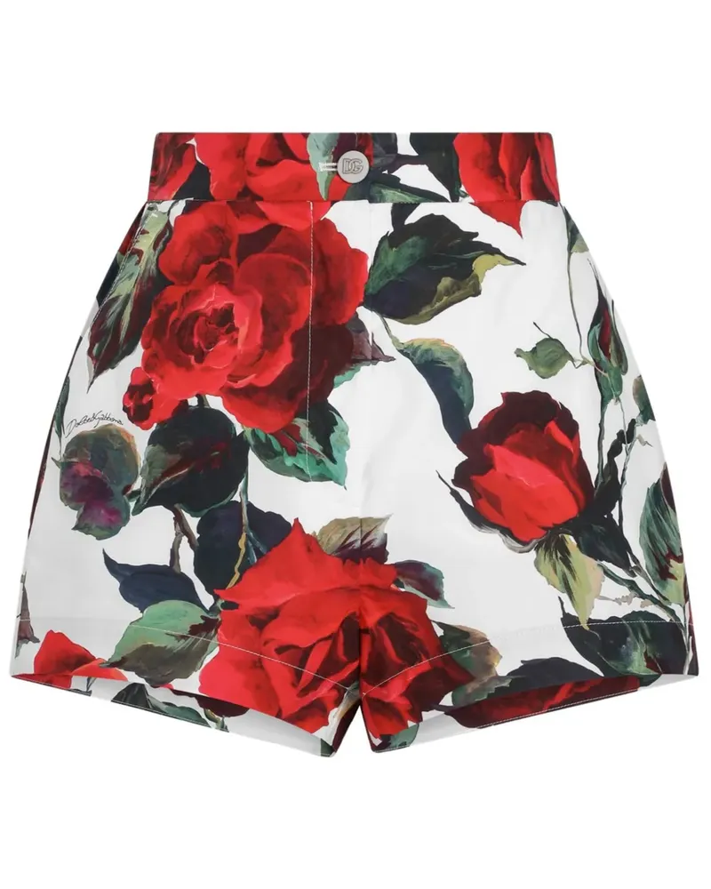 Dolce & Gabbana Shorts mit Rosen-Print - Weiß Weiß