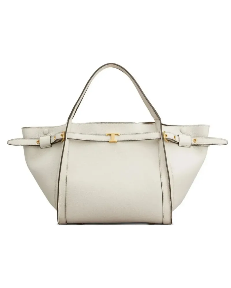 TOD'S T Signature shopping bag in leather small - Nude Nude