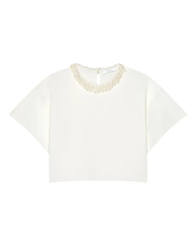 Givenchy Cropped-Top aus Strick mit besticktem Perlenkragen - Weiß Weiß