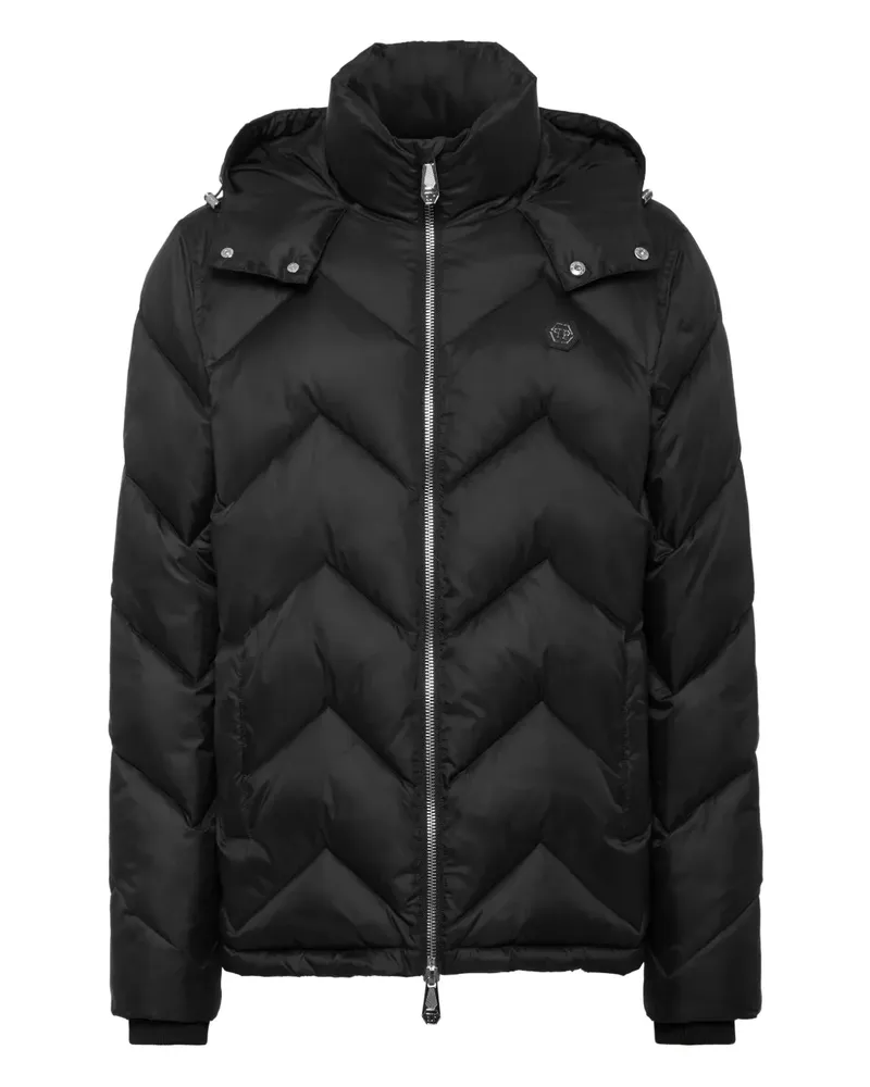 Philipp Plein Jacke mit Chevron-Steppung - Schwarz Schwarz