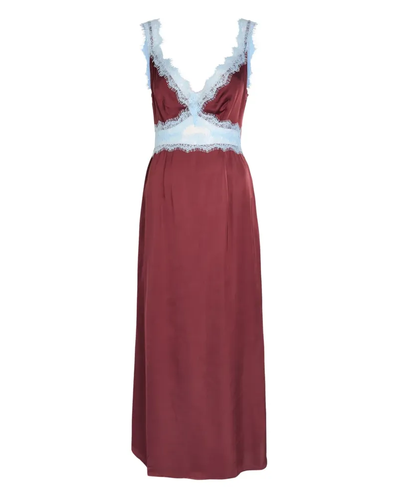 Never Fully Dressed Mini lace-trim V-neck dress - Rot Rot