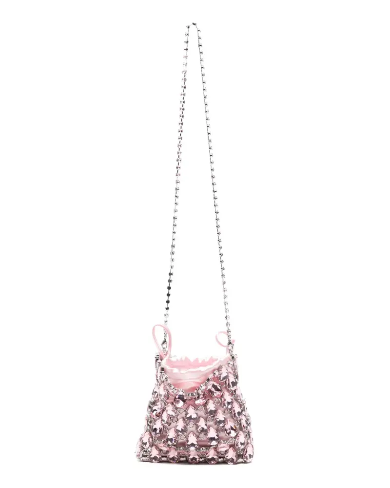 Self-Portrait mini Chainmail embellished shoulder bag - Rosa Rosa