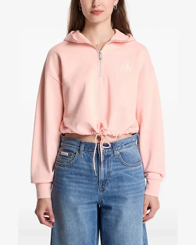 Calvin Klein Monologo quarter-zip drawstring hoodie - Rosa Rosa