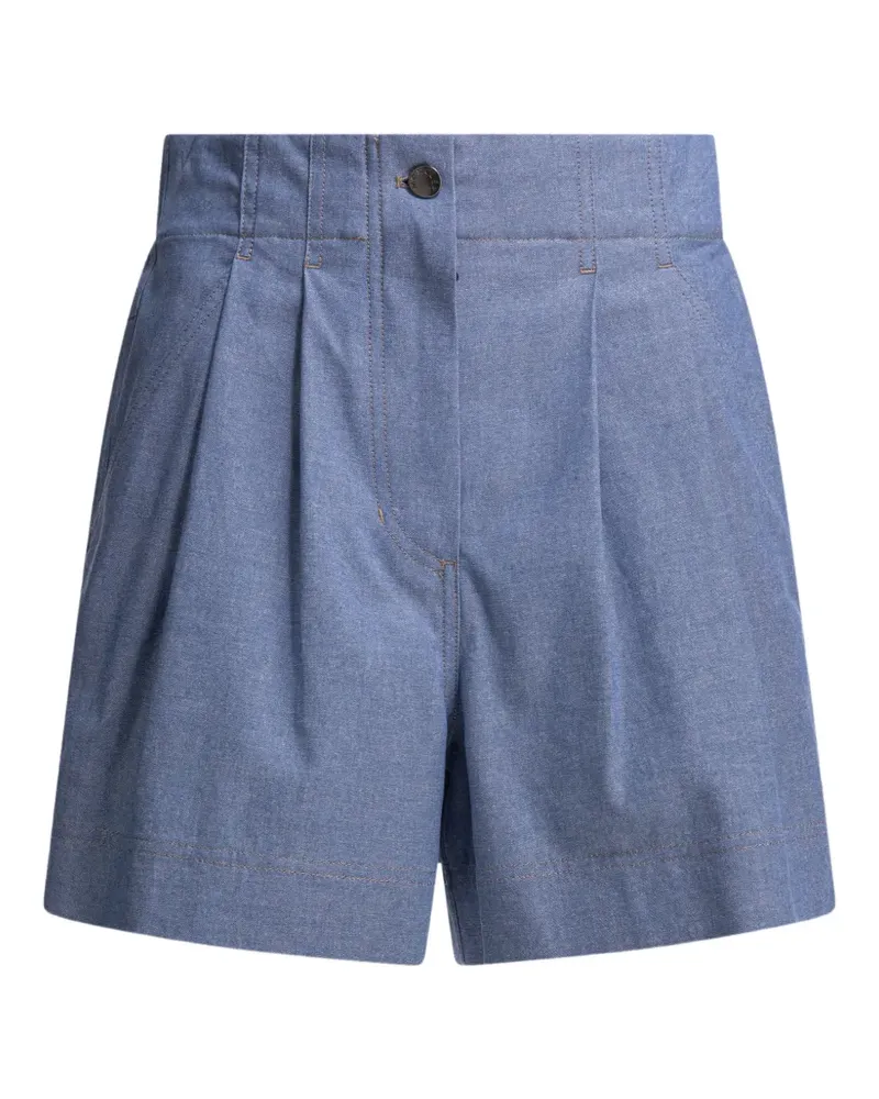 Moncler pleated high-waisted shorts - Blau Blau