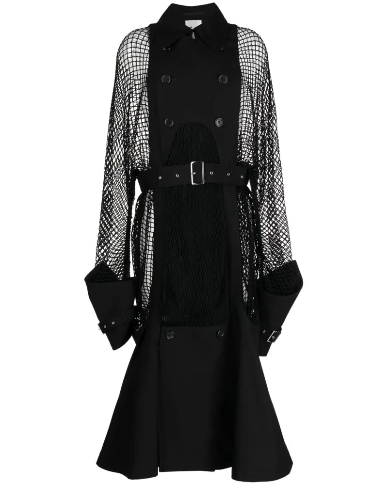 Noir Kei Ninomiya Doppelreihiger Mantel mit Gürtel - Schwarz Schwarz