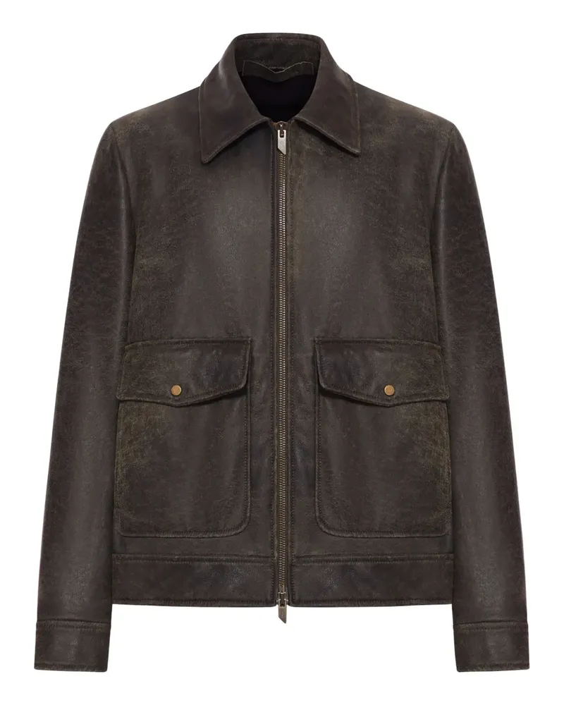 Salvatore Santoro flap-pocket leather jacket - Braun Braun