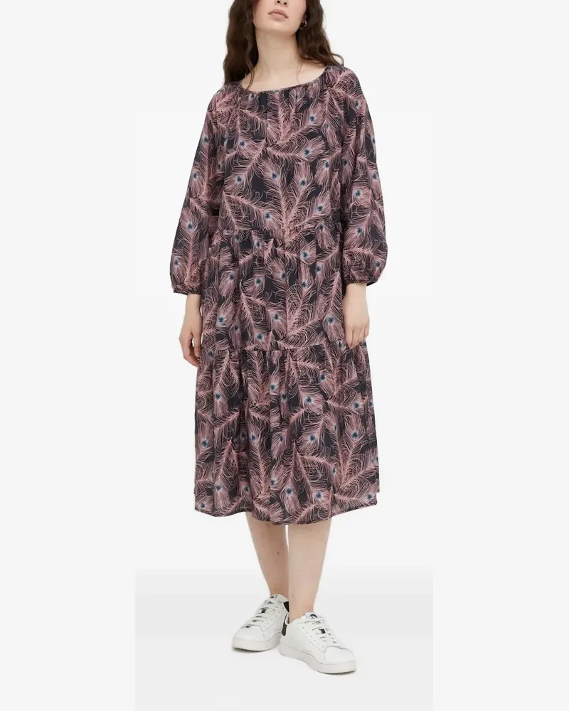 Drykorn Midikleid mit Pfauenfedern-Print - Violett Violett