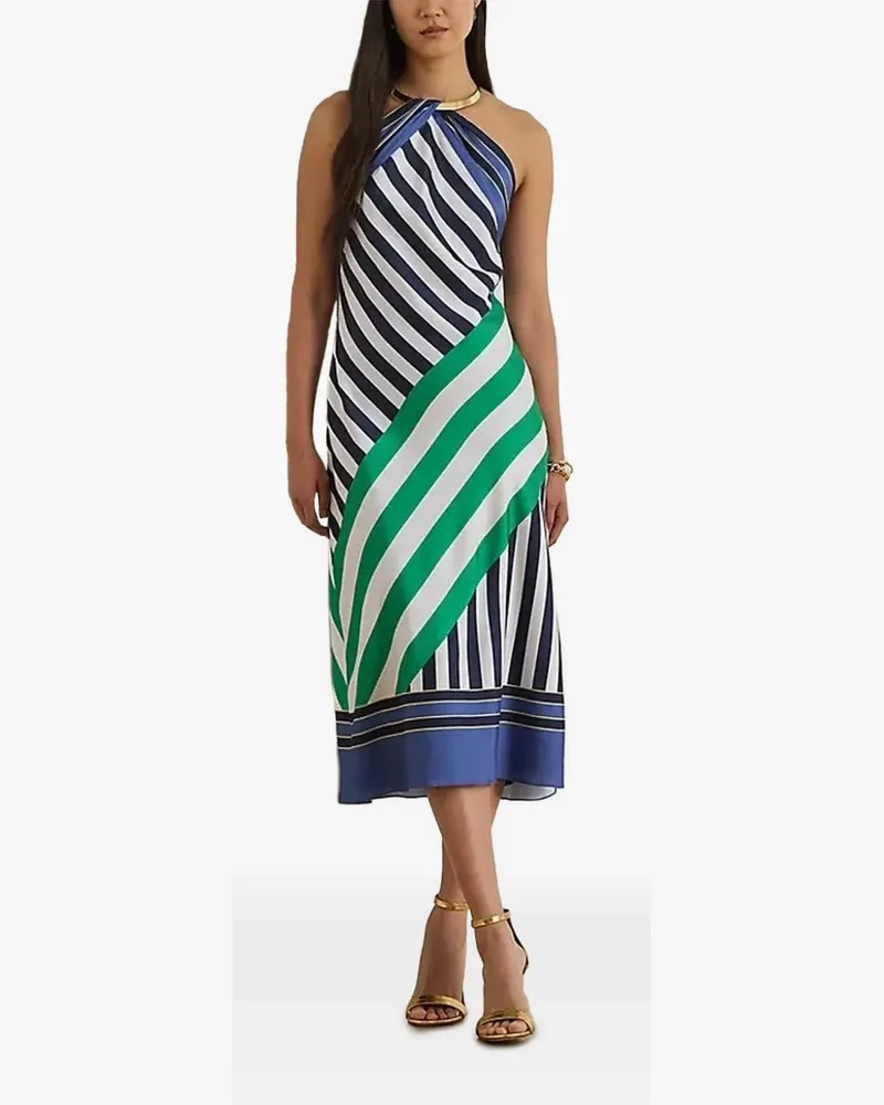 Ralph Lauren striped halterneck midi dress - Weiß Weiß