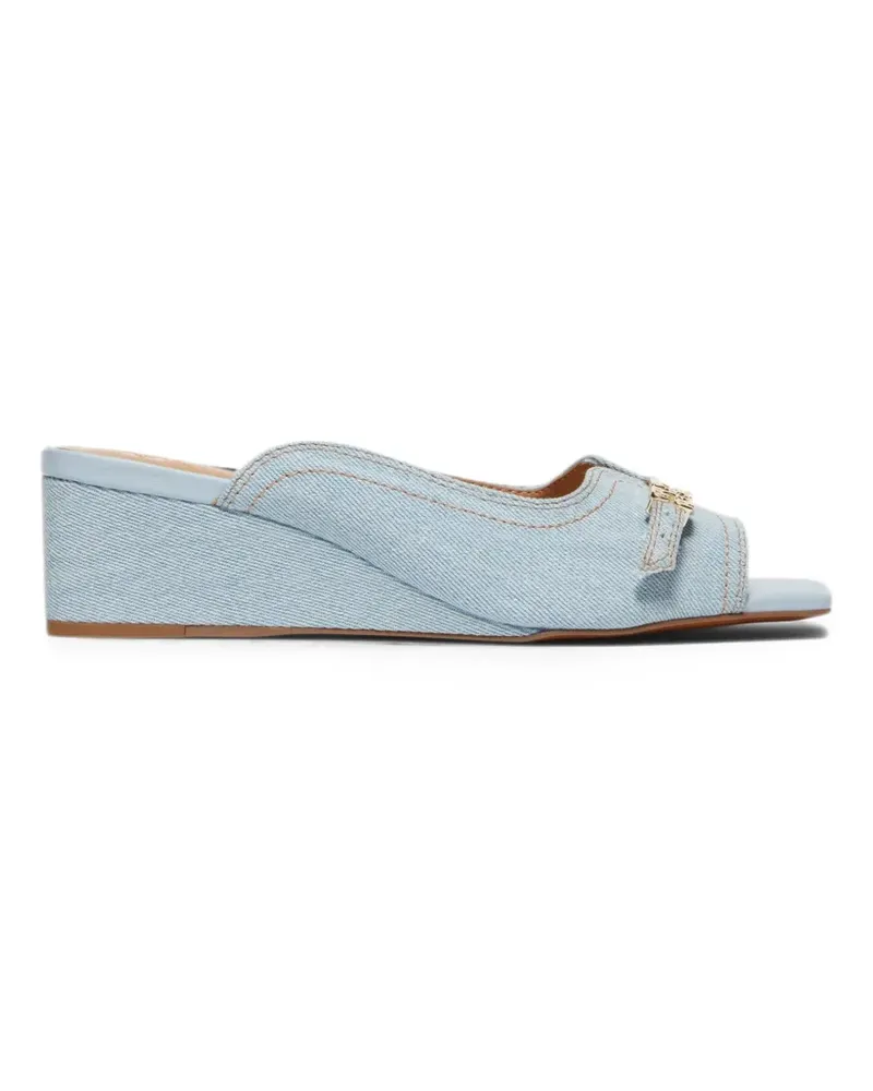Ganni buckle-detail wedge sandals - Blau Blau