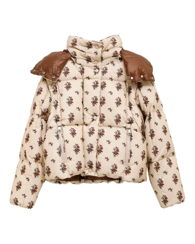Moncler Torcol Steppjacke mit Blumenprint - Nude Nude