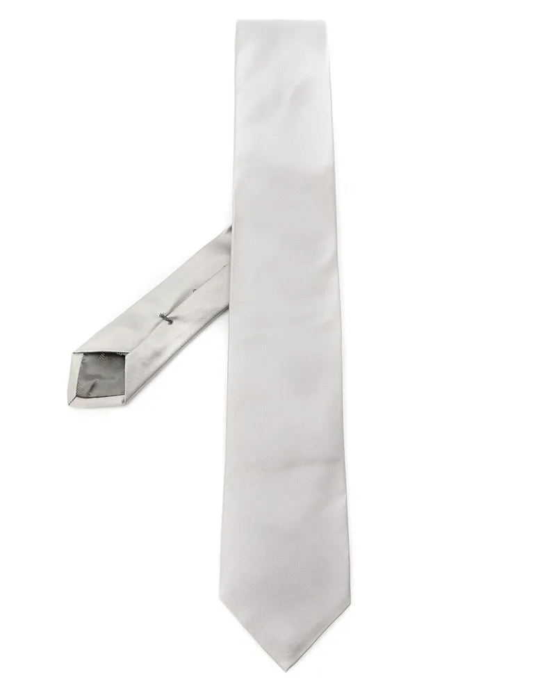 Emporio Armani Klassische Seidenkrawatte - Silber Silber