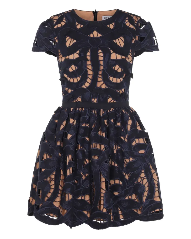 Self-Portrait Besticktes Minikleid - Blau Blau