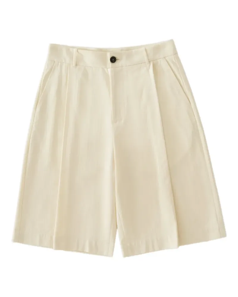 Studio Nicholson Fowld pleat herringbone shorts - Nude Nude
