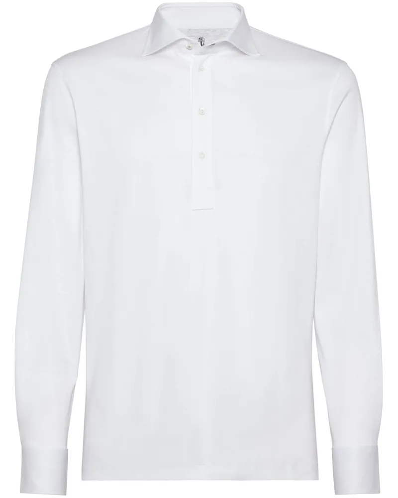 Brunello Cucinelli Poloshirt mit Hemdärmeln - Weiß Weiß