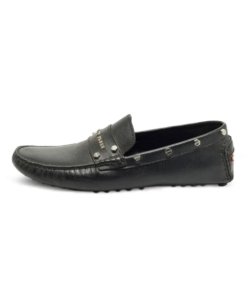 Philipp Plein Saffiano-Loafer mit Nieten - Schwarz Schwarz