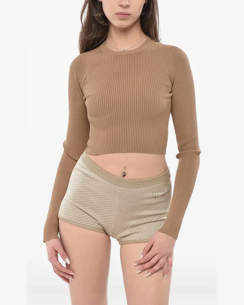 Max Mara ribbed fabric crop top arcella - Braun Braun