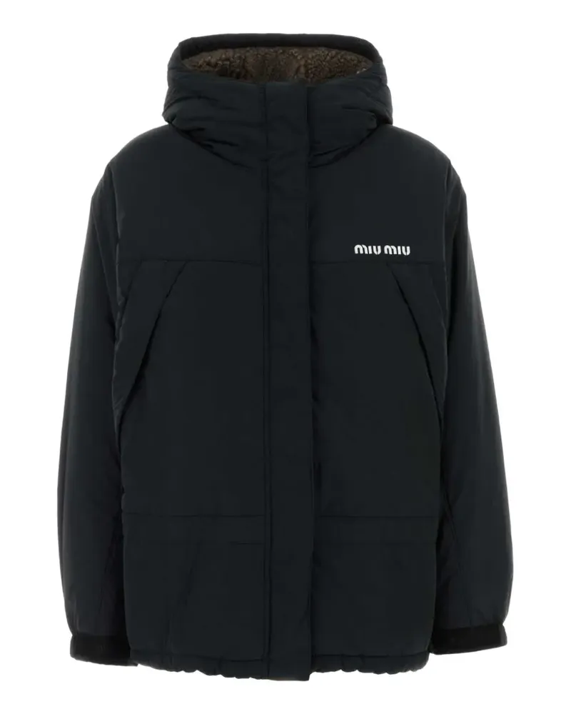 Miu Miu Daunenjacke mit Pongé - Schwarz Schwarz