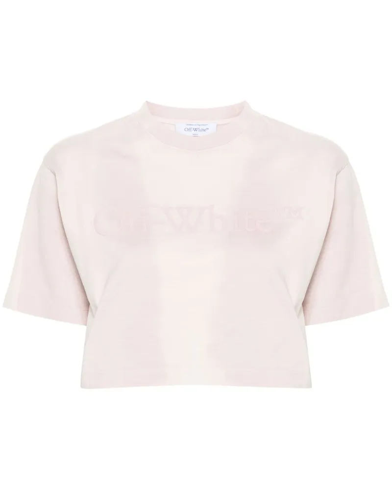 OFF-WHITE Cropped-T-Shirt mit gummiertem Logo - Rosa Rosa