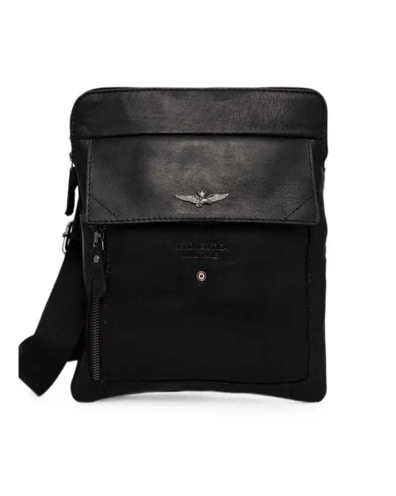 Aeronautica Militare logo-plaque leather belt bag - Schwarz Schwarz