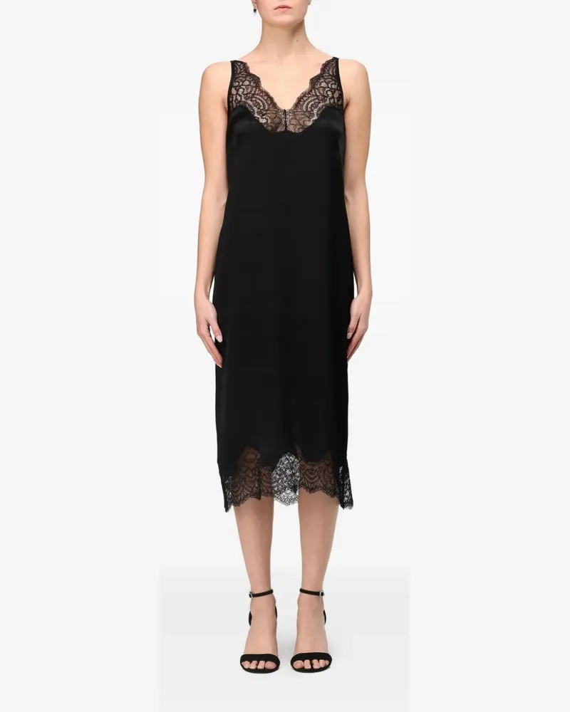 Twin-Set Camisole-Kleid mit Spitzenbesatz - Schwarz Schwarz