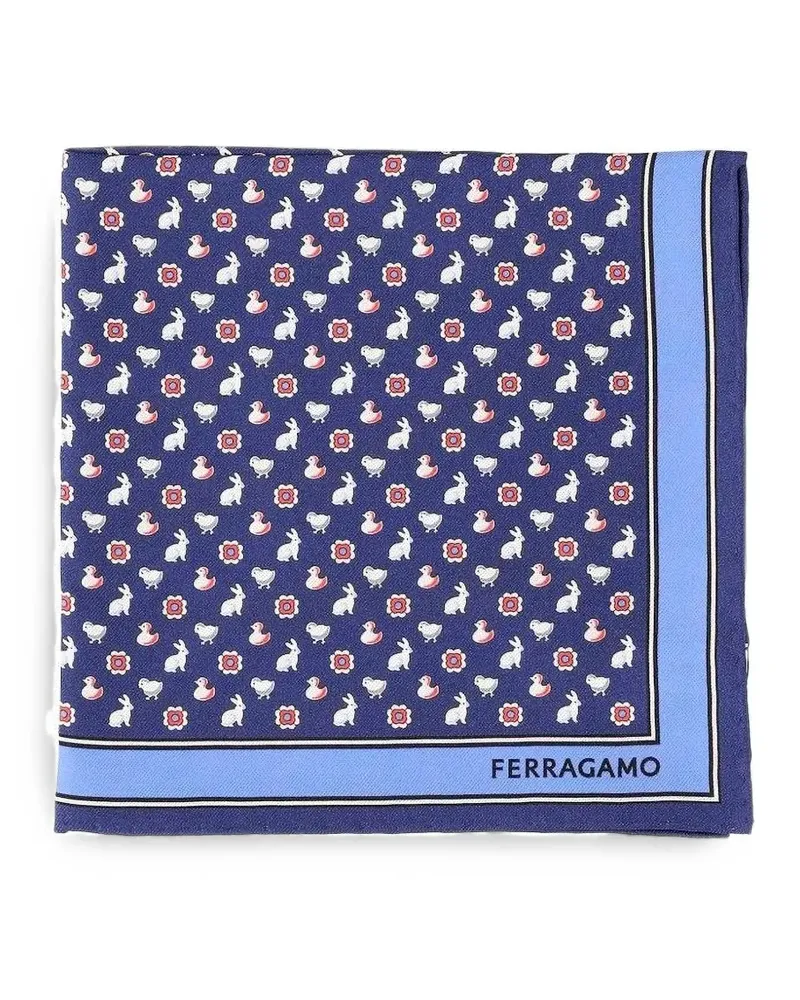 Ferragamo Primavera Einstecktuch aus Seide - Blau Blau